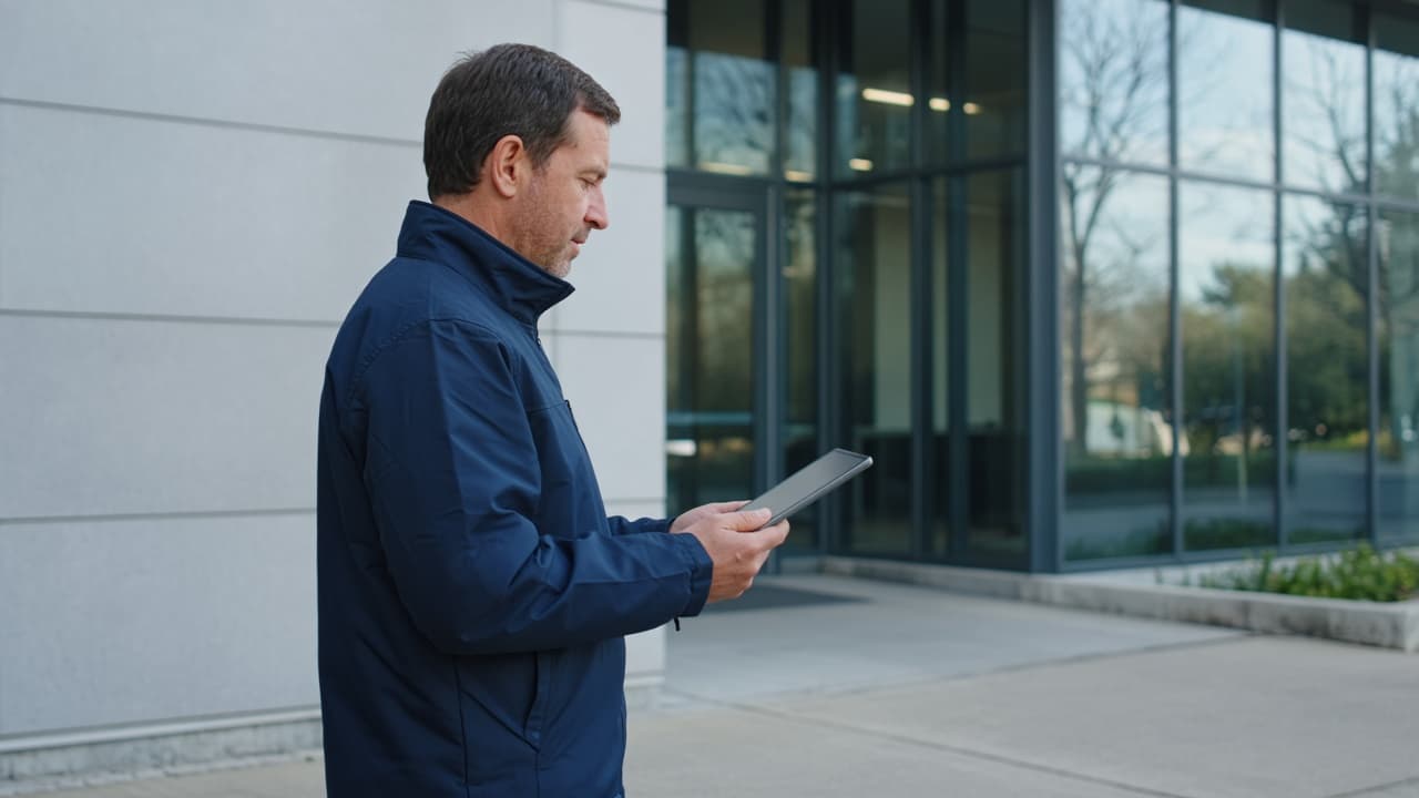 A technician closing a Fieldnote job